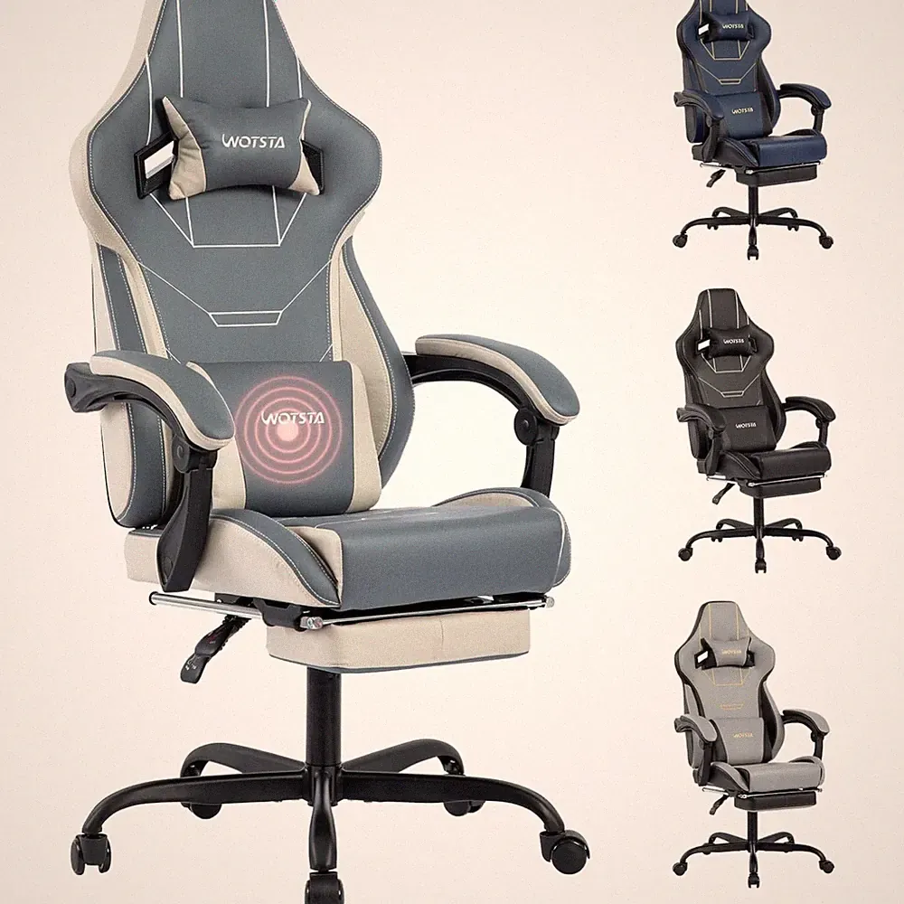Gaming Stuhl Bürostuhl Racingstuhl ergonomisch Blau Beige höhenverstellbar Lippe