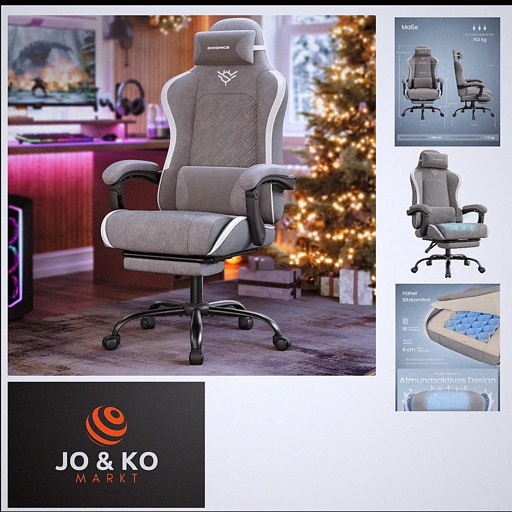 Gaming-Stuhl, Bürostuhl, Schreibtischstuhl, ergonomischer Gaming-Sessel, Sitz...
