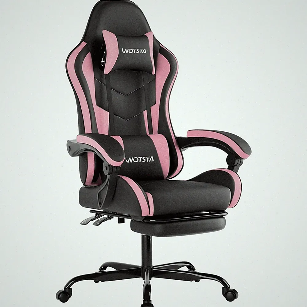 Gaming Stuhl Computerstuhl Ergonomisch Bürostuhl mit Fußstütze Schwarz