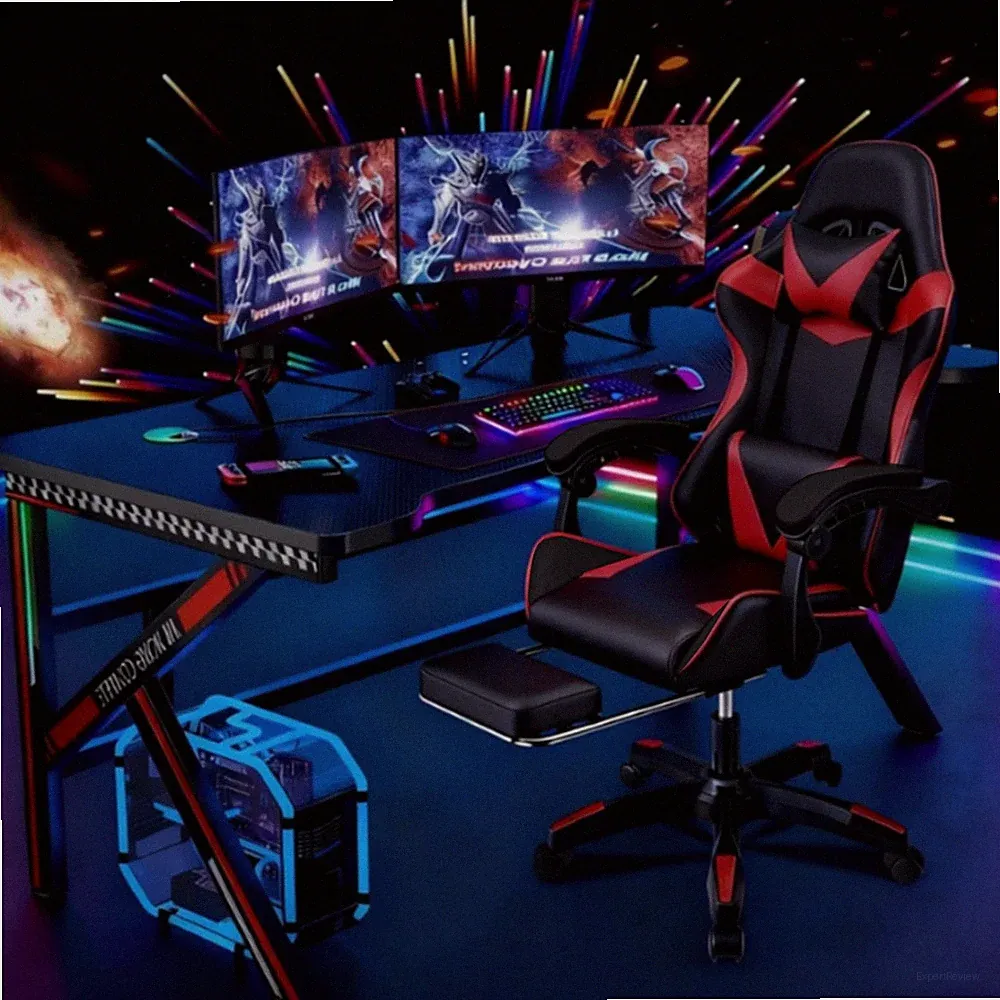 Gaming Stuhl Drehsessel Racing Büro PC Videospiel Stuhl mit Fußstütze NEU
