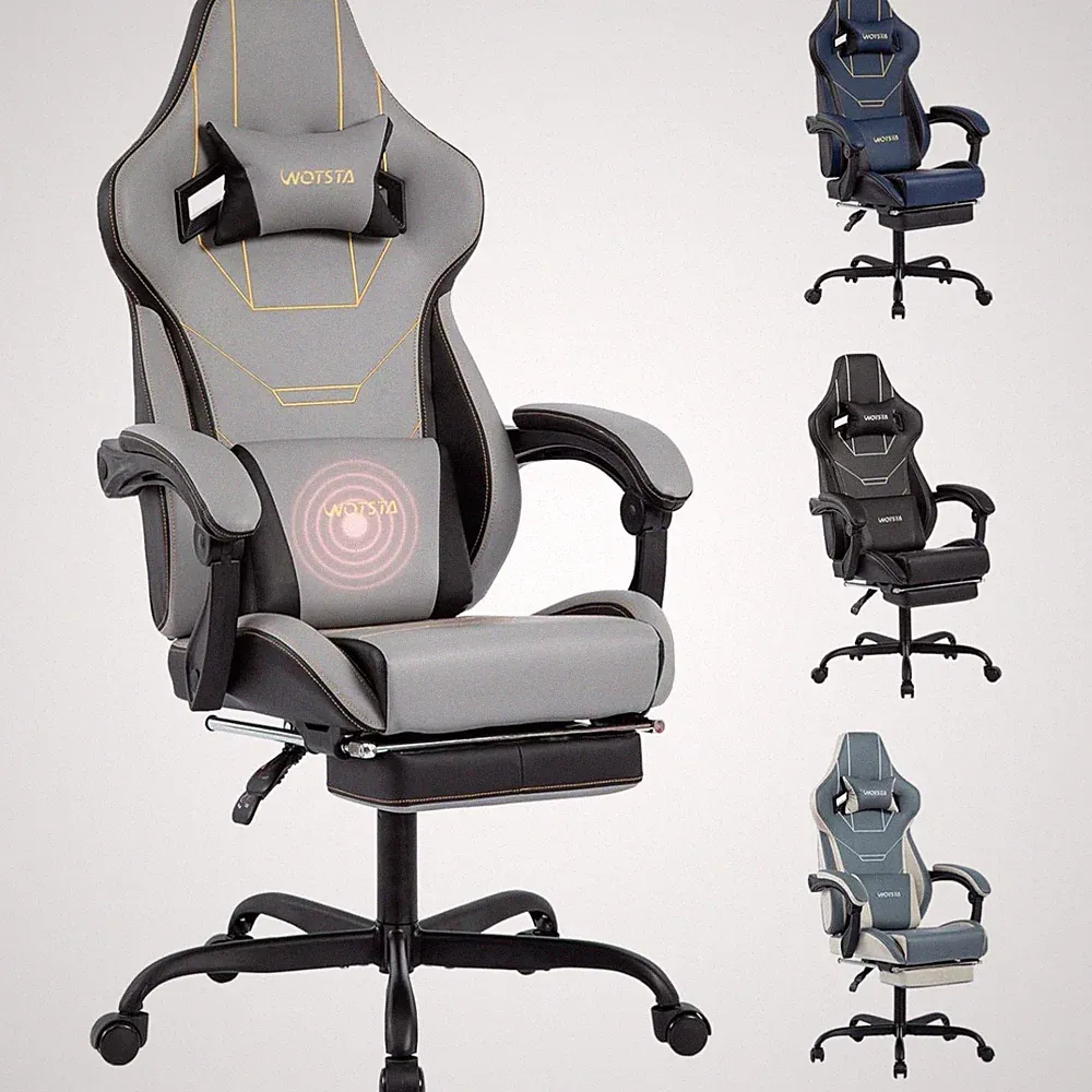 Gaming Stuhl Ergonomisch Bürostuhl Racing Computerstuhl mit FußstützeSchwarz