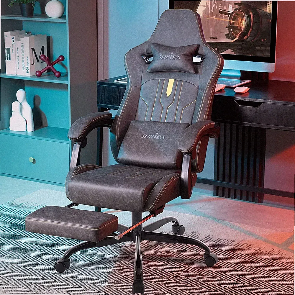 Gaming Stuhl Ergonomisch Drehstuhl 150kg Gamer Sessel mit Fußstütze