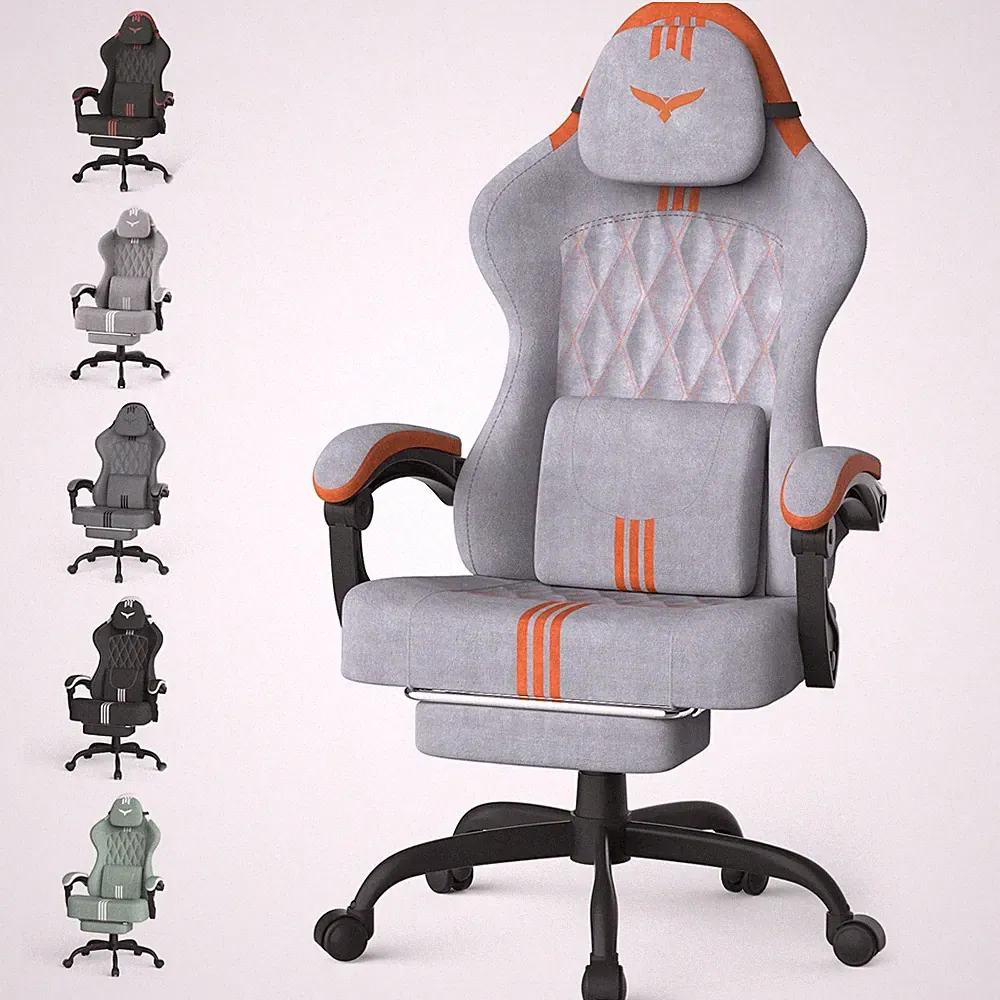 Gaming Stuhl Ergonomisch，Gamer Chair mit Kopfstütze、Lendenkissen，Bürostuhl