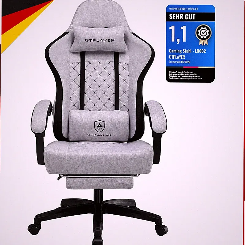 Gaming-Stuhl Ergonomisch Hoch Rückenlehne Taschenfederkissen 150kg Bürostuhl