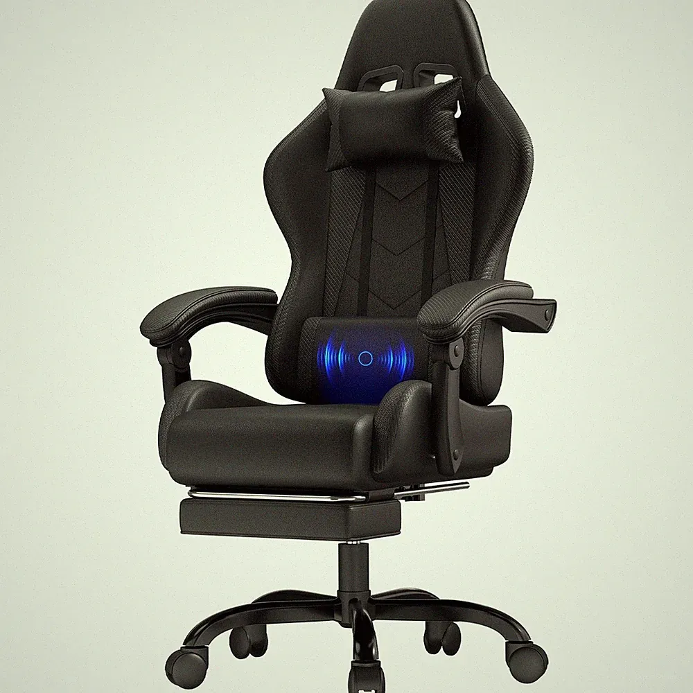 Gaming Stuhl Ergonomisch Massagefunktion Bürostuhl Verstellbar Fußstütze 150kg