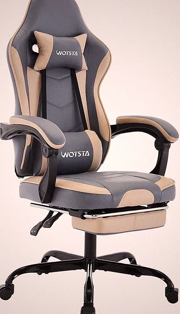 Gaming Stuhl ergonomisch mit Fußstütze 3D-Armlehnen Bürostuhl verstellbar 150kg