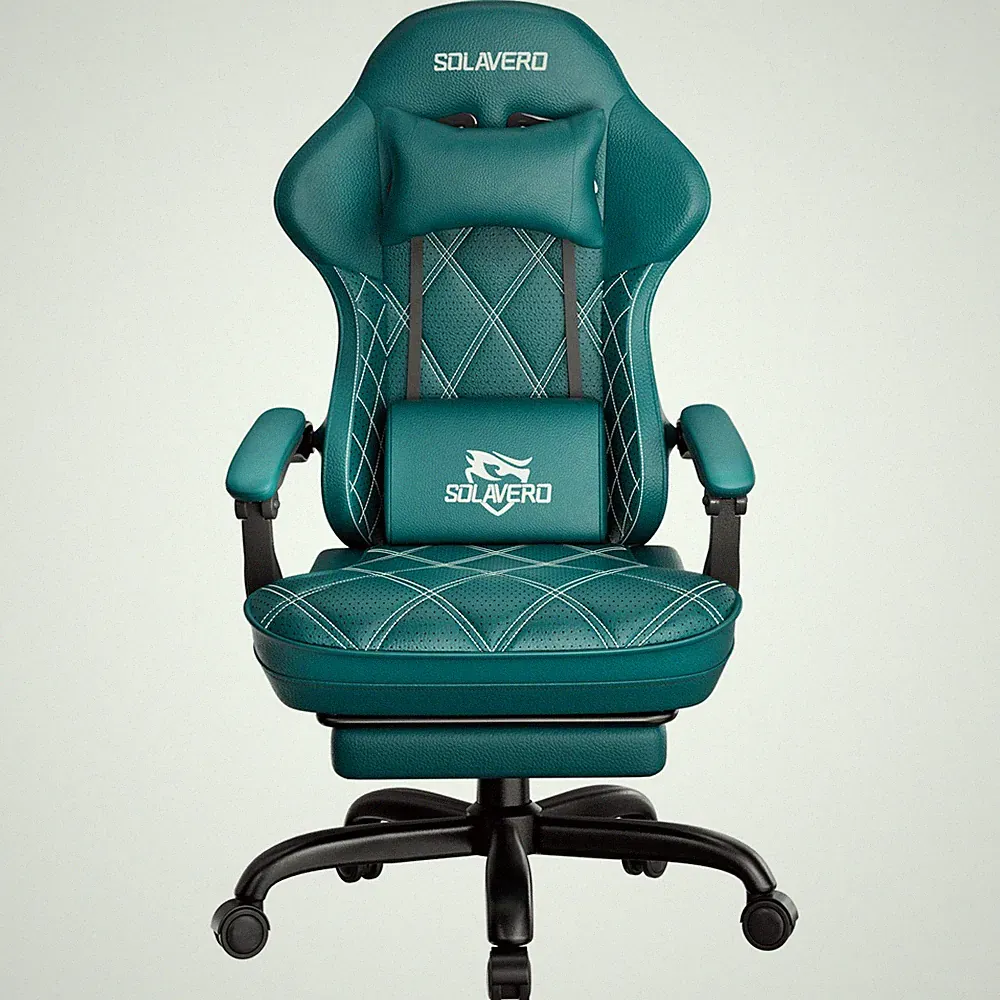 Gaming Stuhl Ergonomisch mit Fußstütze & Lordosenstütz,Bürostuhl, Computerstuhl