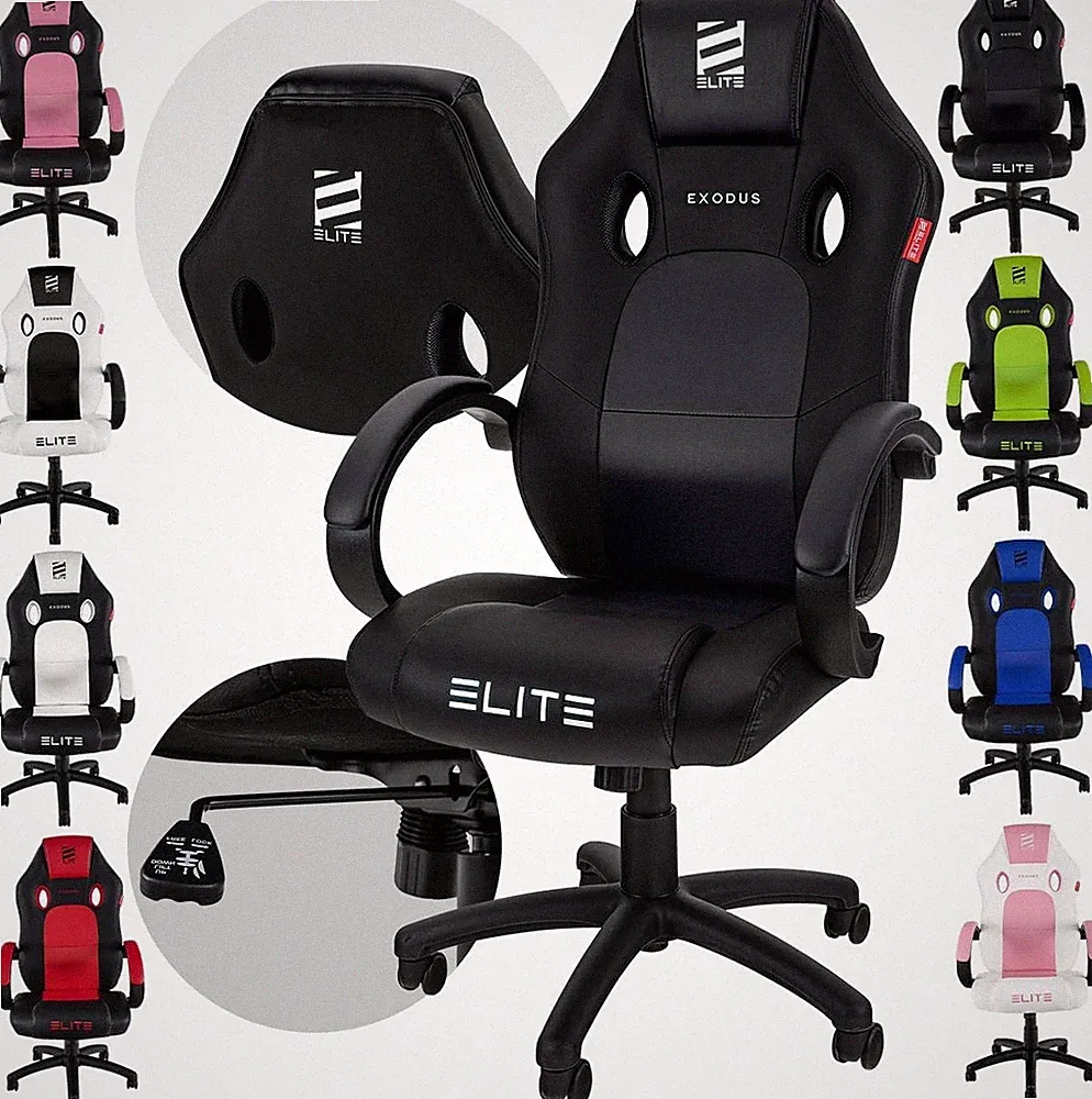 Gaming Stuhl Ergonomisch Schwarz Kunstleder Drehstuhl Chefsessel Racingstuhl