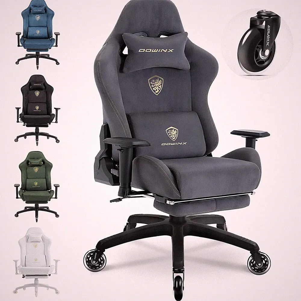 Gaming Stuhl Ergonomisch Wildlederimitat Bürostuhl Grau 3D Armlehnen 200KG