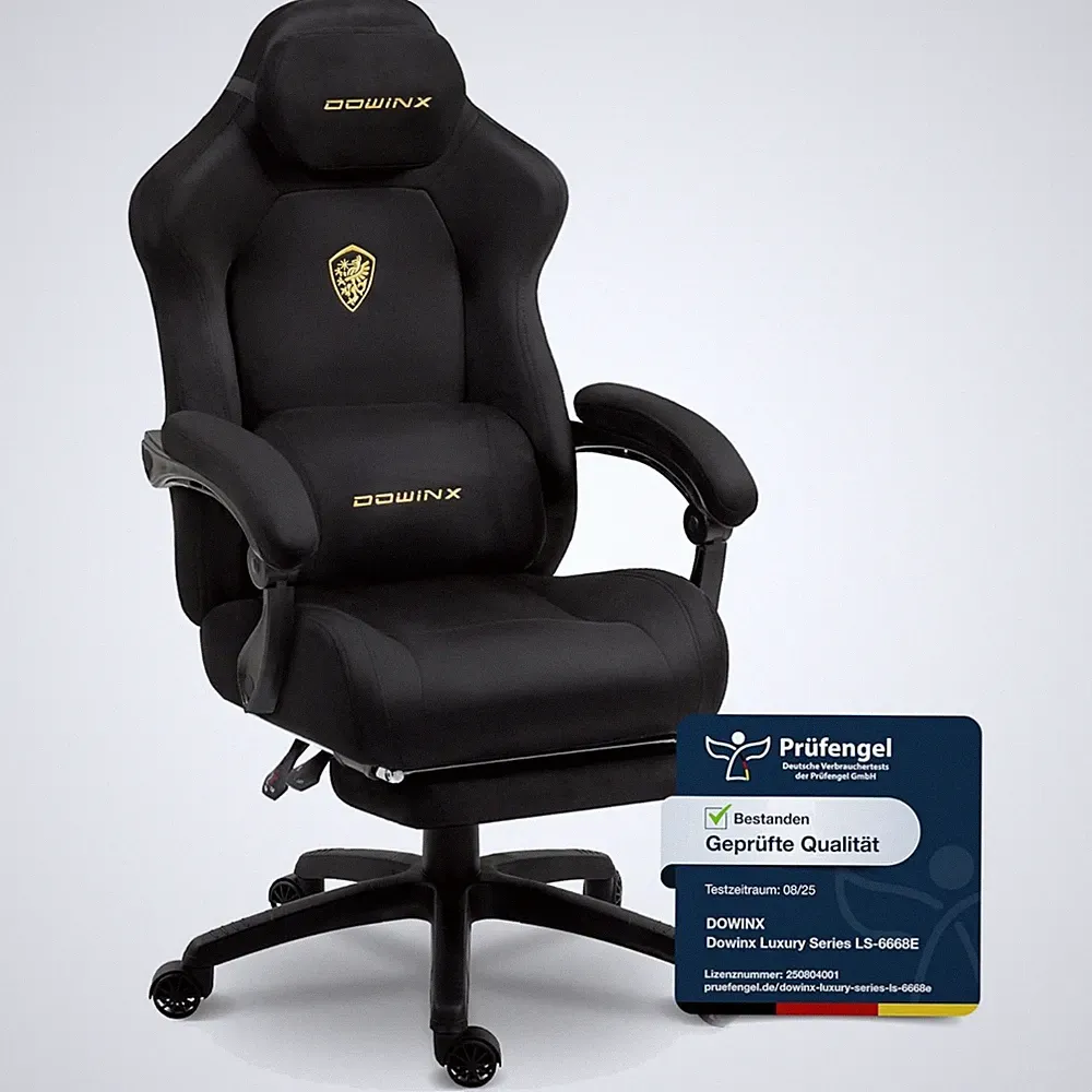 Gaming Stuhl Ergonomisch XXL Mikrofaser Lendenkissen höhenverstellbar