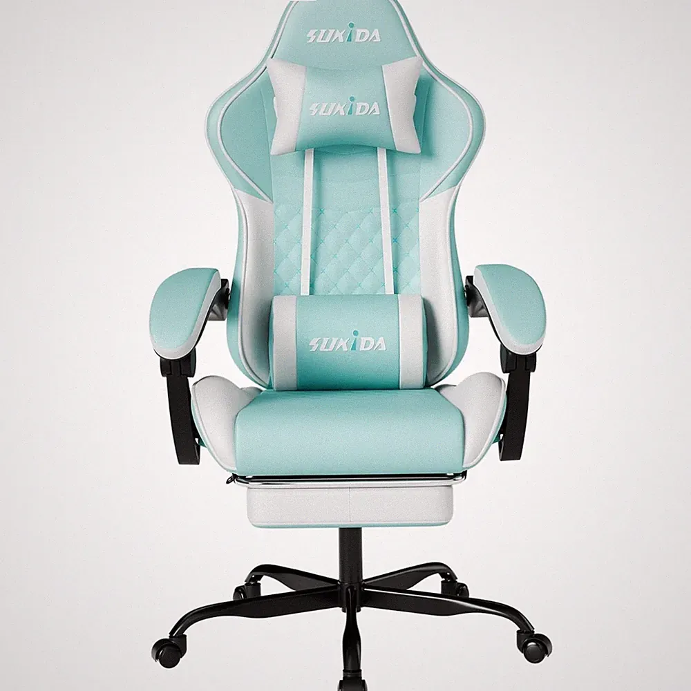 Gaming Stuhl Ergonomischer Bürostuhl mit Fußstütze Lendenwirbel Unterstützung...