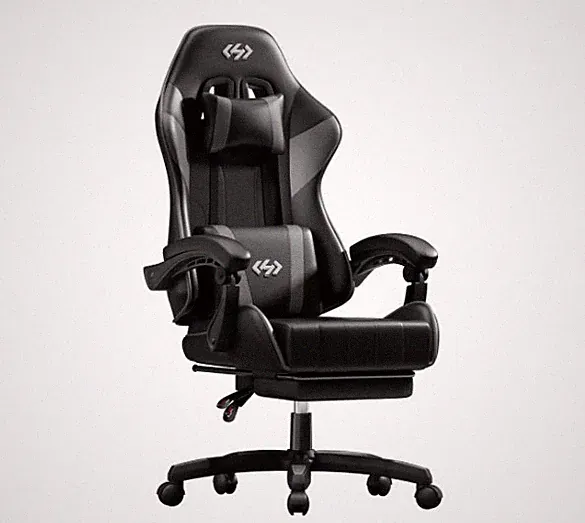 Gaming-Stuhl ergonomischer Computer Bürostuhl für Erwachsene Schwarz & Grau