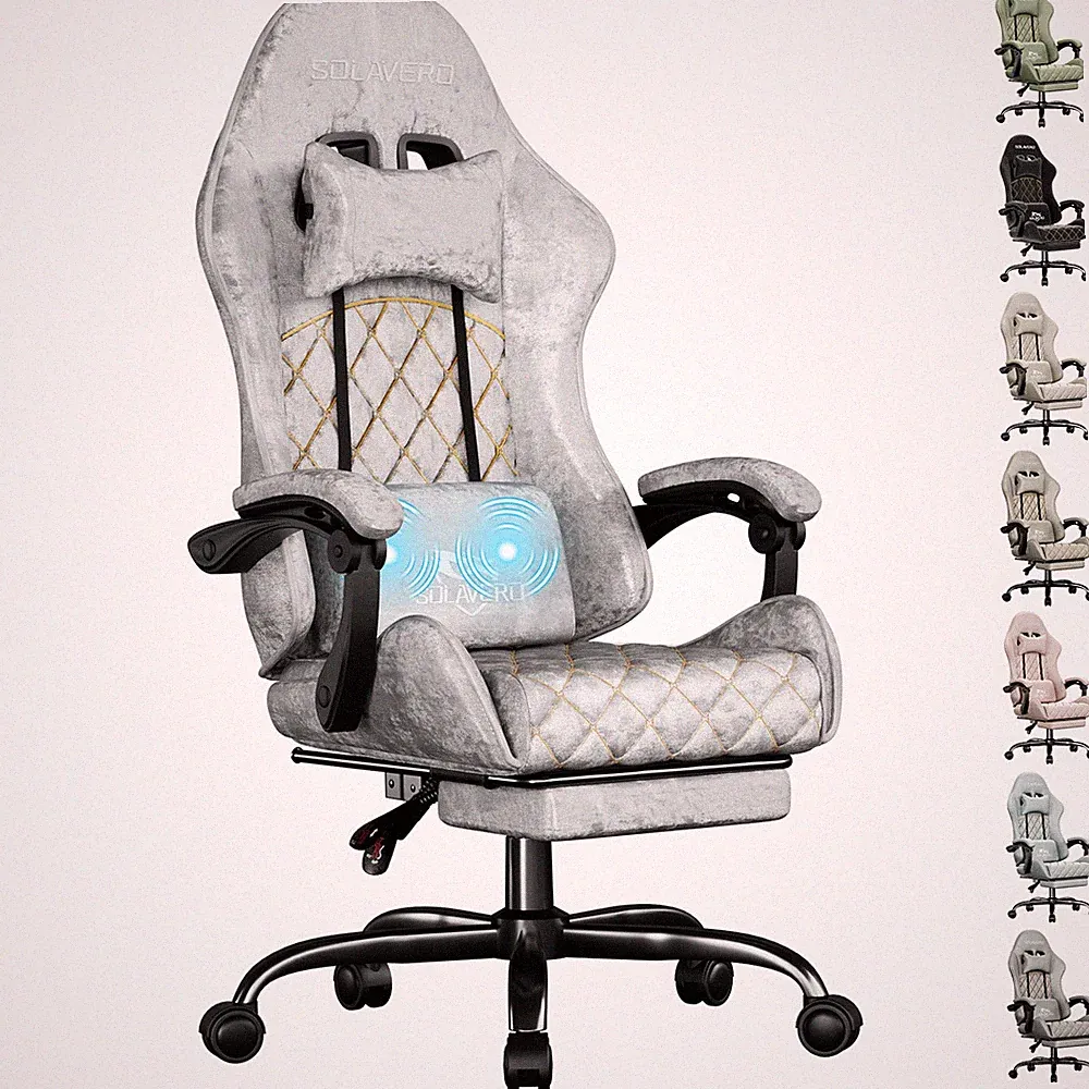 Gaming Stuhl Ergonomischer, gamer stuhl mit Massage-Lendenkissen & Fußstütze