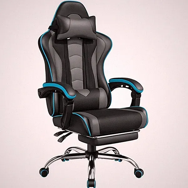 Gaming Stuhl Ergonomischer PC-Stuhl mit Fußstütze und Kopfstütze Bürostuhl