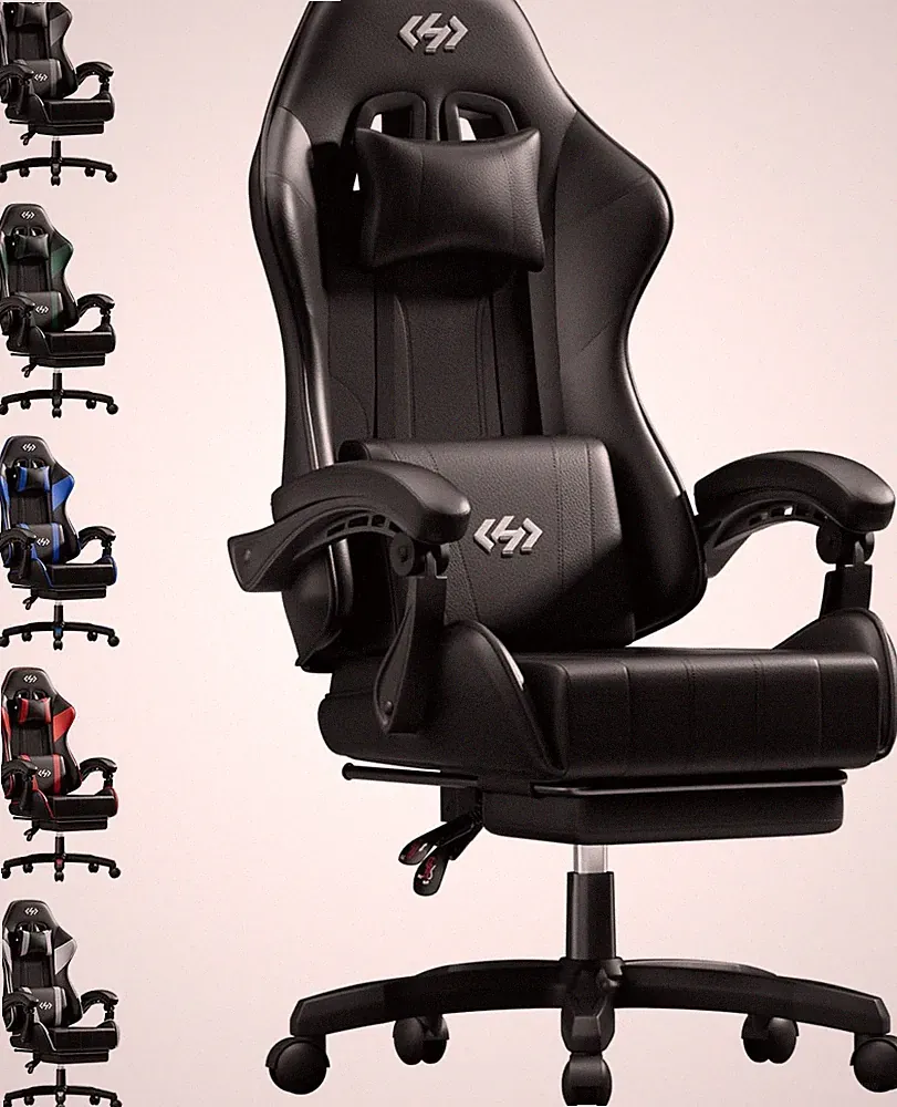 Gaming Stuhl für Erwachsene, ergonomische Videospielstühle mit Fußstütze, Liegeco