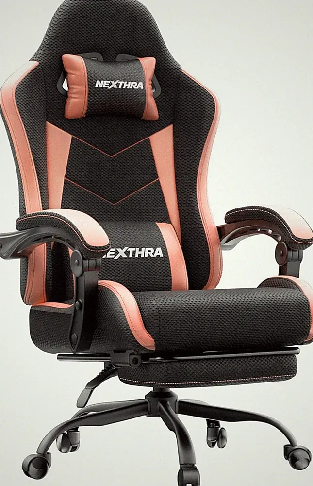 Gaming Stuhl Gamer Bürostuhl Ergonomisch Fußstütze 150° Neigbar Rosa 180kg