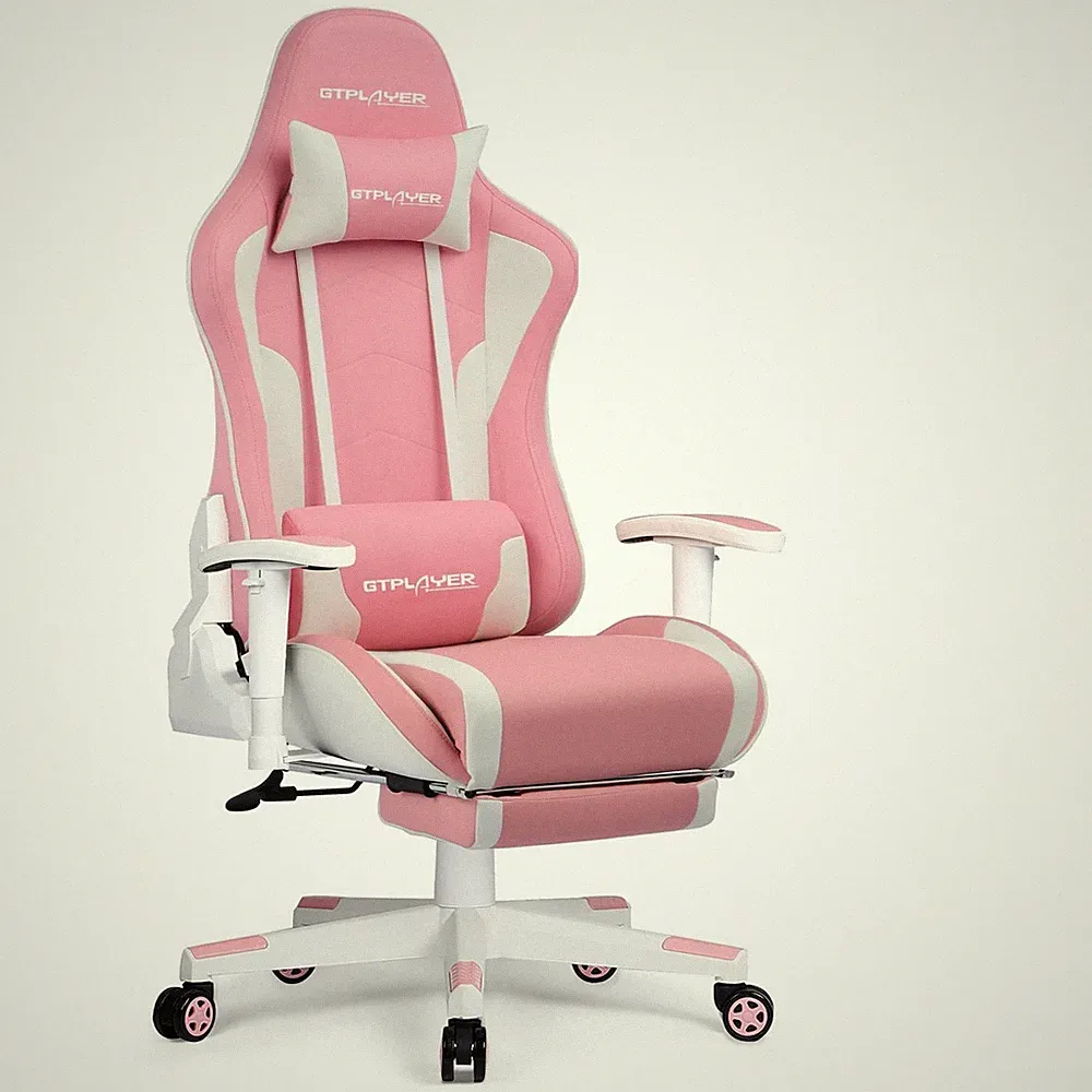 Gaming Stuhl Gamer Stuhl mit Fußstütze Bluetooth Lautsprecher Ergonomischer B...