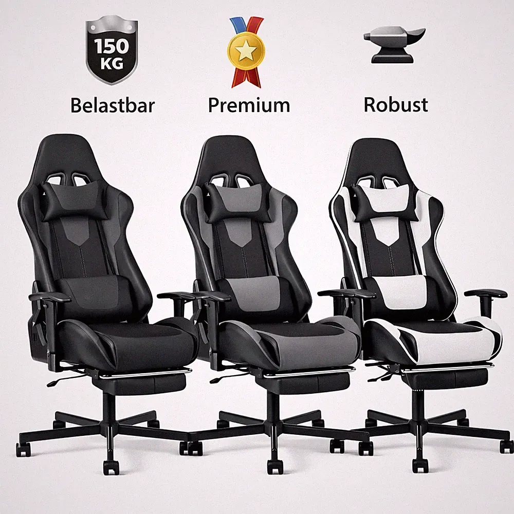 Gaming Stuhl mit Fußstütze Bürostuhl Racing Chair ergonomisch 150kg Wippfunktion