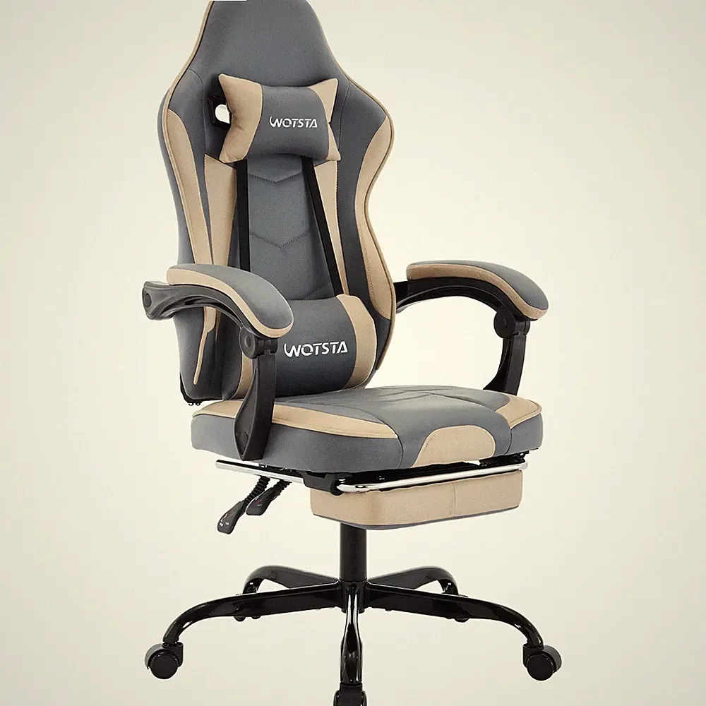 Gaming-Stuhl Mit Fußstütze, Gamer-Stühle, Ergonomisch, Mit Lendenkissen, Kopfstü