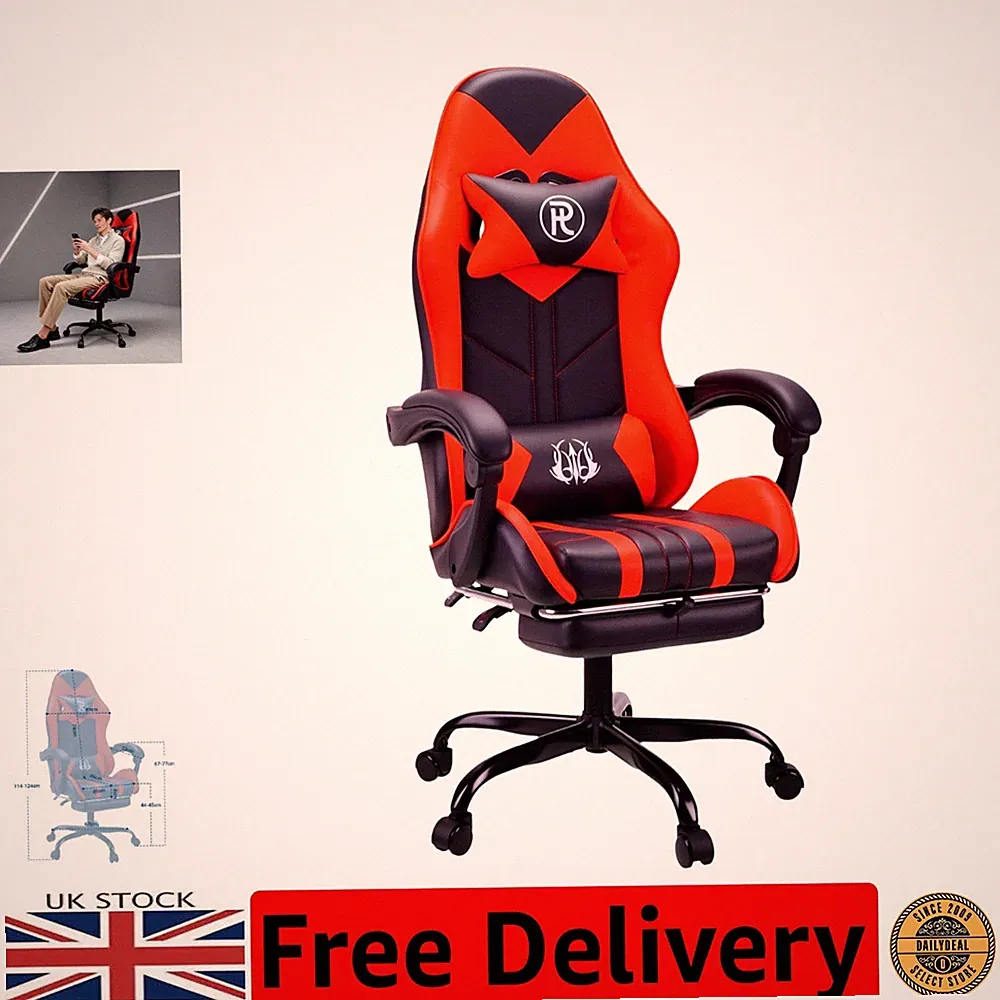 Gaming Stuhl mit hoher Rückenlehne Racing Style mit Fußstütze - verstellbarer Komfort & Design