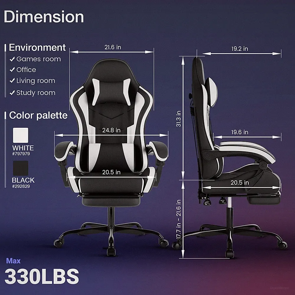 Gaming Stuhl Racing Bürostuhl Ergonomisch Kopfstütze Lendenstütze Drehstuhl