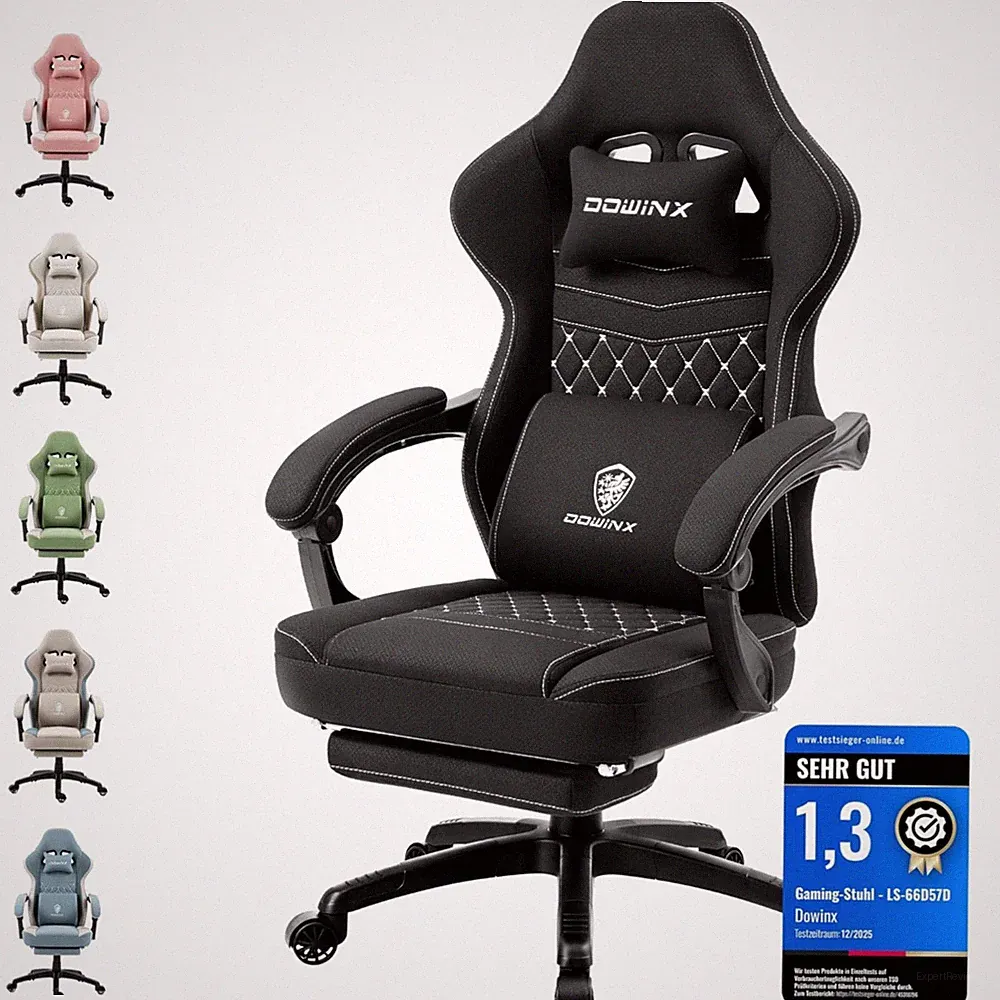 Gaming Stuhl Stoff Bürostuhl Verstellbar Black ergonomisch Homeoffice