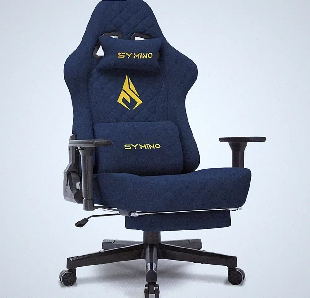 Gaming Stuhl Symino 220kg Bürostuhl Ergonomisch PU Leder Blau