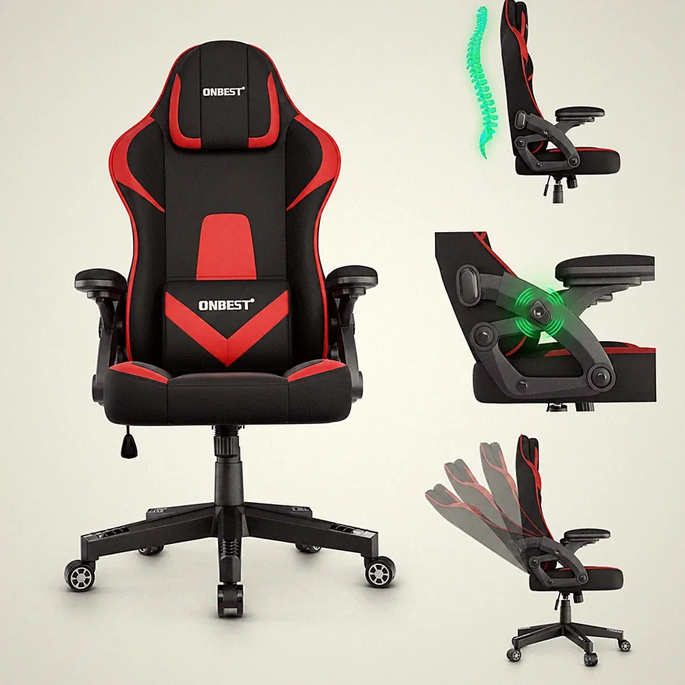 Gamingstuhl PREMIUM 150 kg mit Kissen Ergonomischer Gamingchair Büro Dreh Stuhl