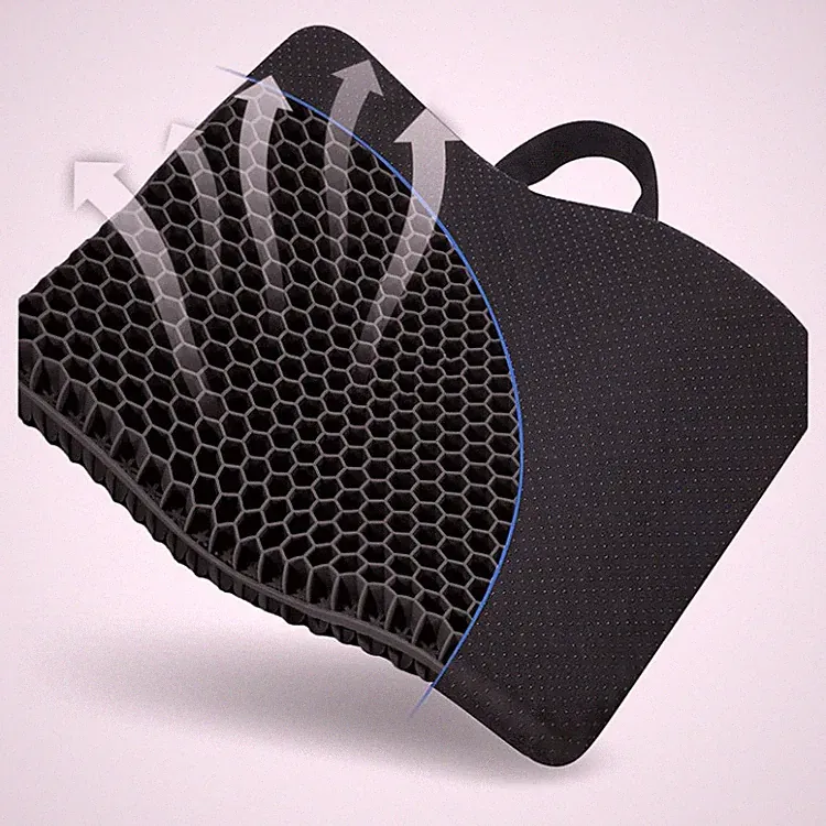 Gel Sitzkissen 43x38x4 cm, Rutschfester Bezug, Schwarz, Bürostuhl, Ergonomisch