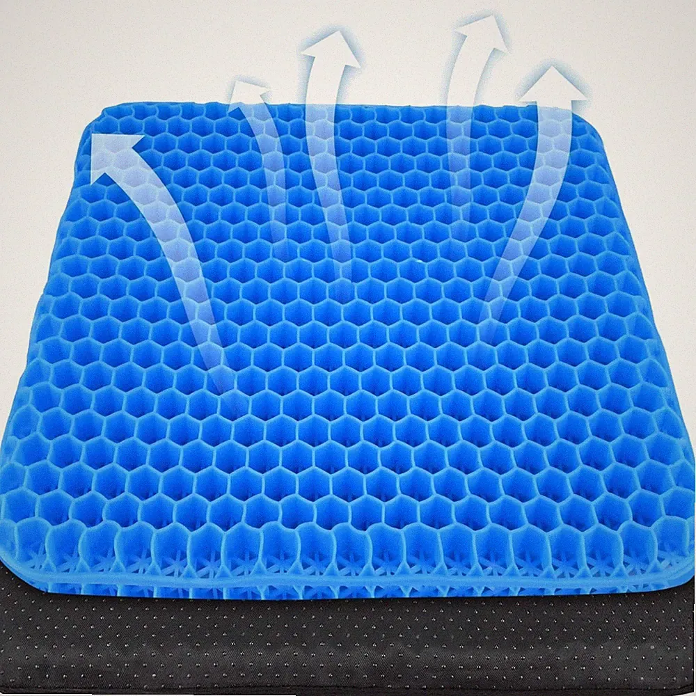 Gel Sitzkissen Wabenmuster 42x35cm, ergonomisch, kühles Sitzkissen, für Büro,...