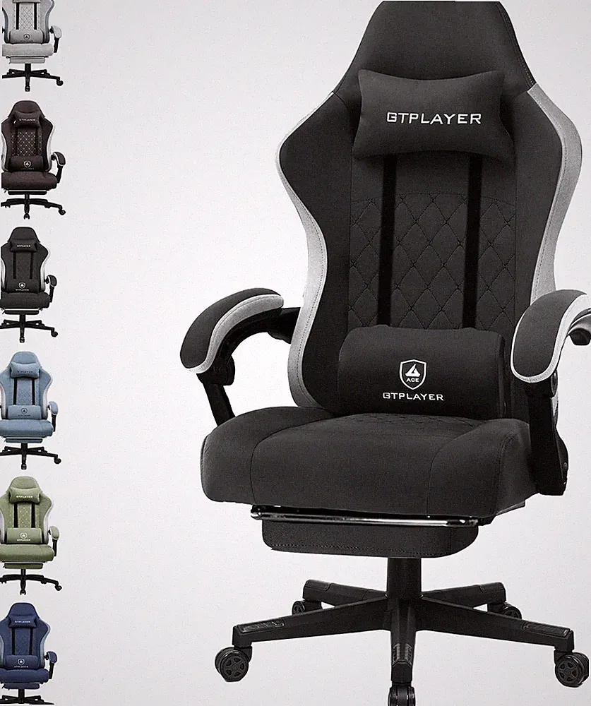 GTPLAYER Ergonomischer Gaming Stuhl Mit Stoffoberfläche, Federsitzkissen, Verbin