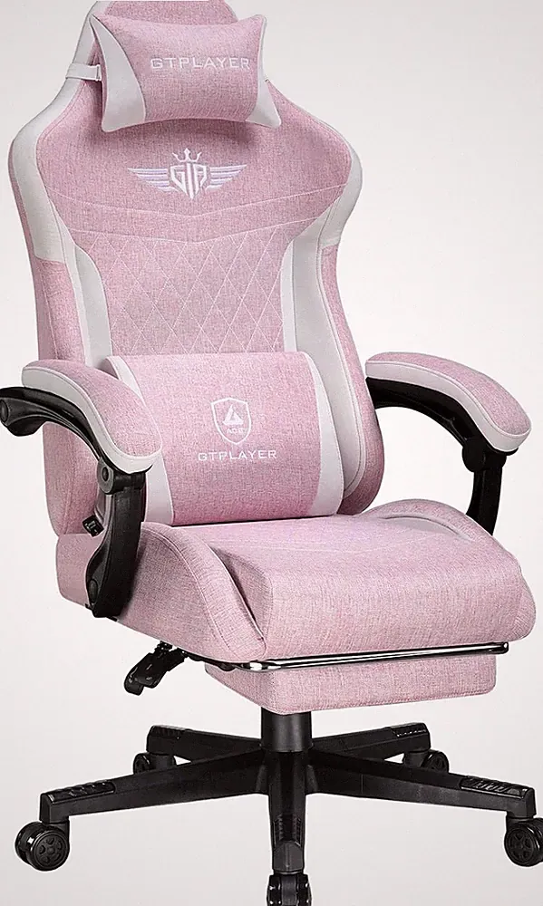 GTPLAYER Gaming Stuhl, Ergonomischer Gamer Stuhl Aus Leinen Mit Lendenwirbelstüt