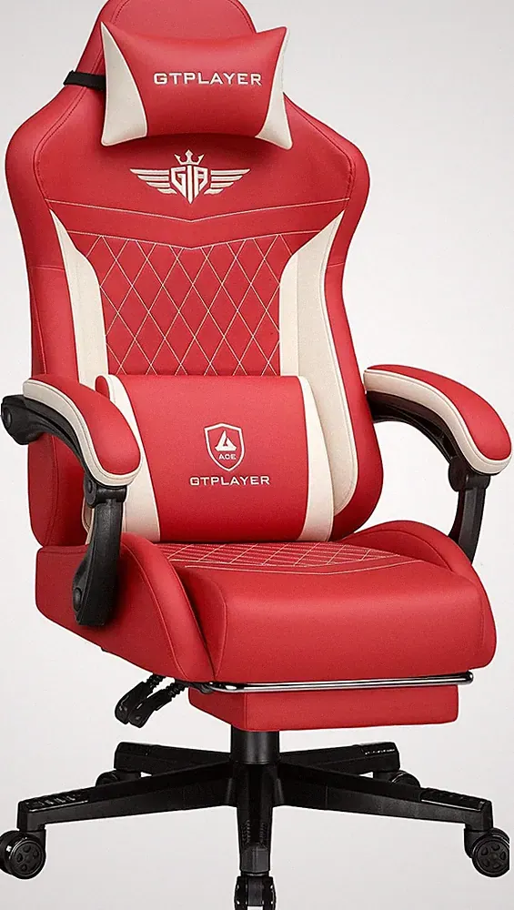 GTPLAYER Gaming Stuhl, Ergonomischer Gamer Stuhl Aus Pu-Leder Mit Lendenwirbelst