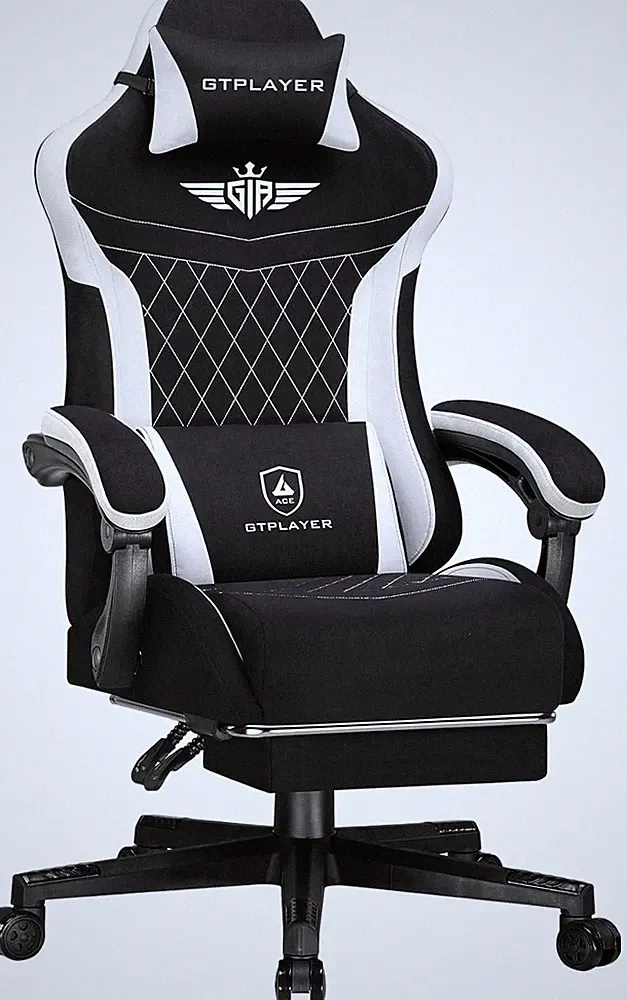 GTPLAYER Gaming Stuhl, Ergonomischer Gamer Stuhl Aus Stoff Mit Lendenwirbelstütz