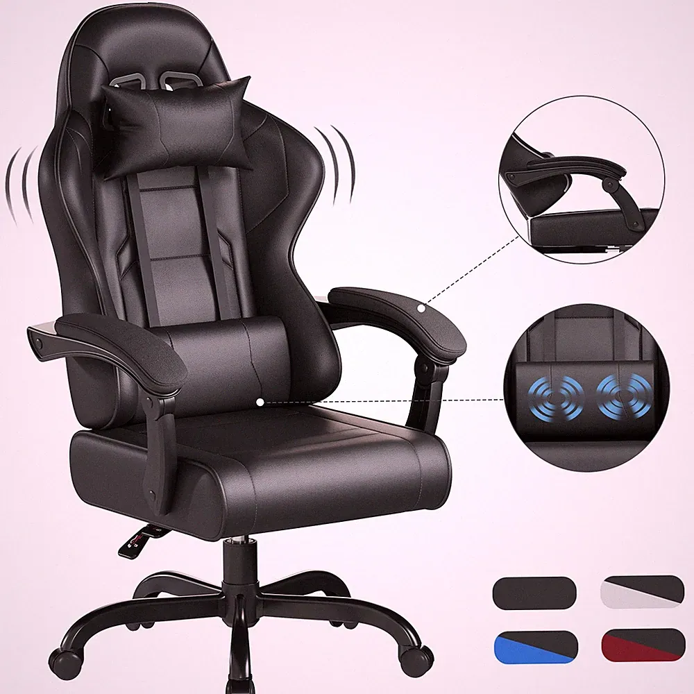 Gunji Gaming Stuhl ergonomisch, 3D-Armlehnen, Bürostuhl drehbar, PU-Leder, 140kg