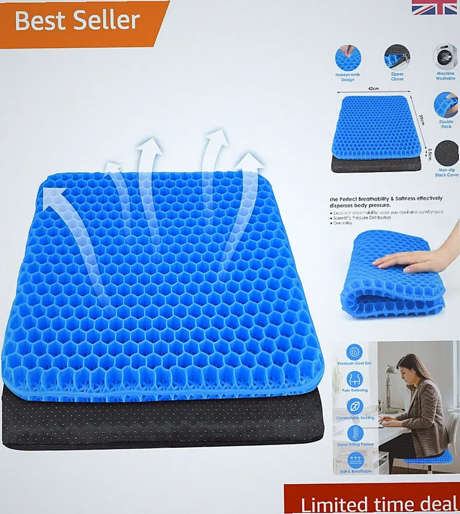 Herausnehmbares maschinenwaschbares Gel-Sitzkissen - Ideal für Büro, Auto & Zuhause