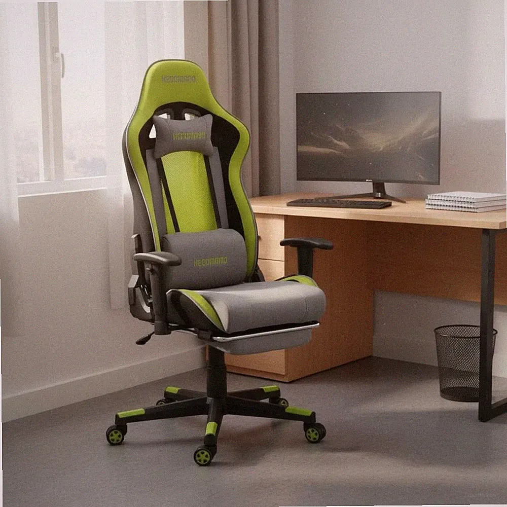 Highspine Gaming Stuhl Ergonomischer Schreibtischsitz mit Liege Atmungsaktiv Mesh