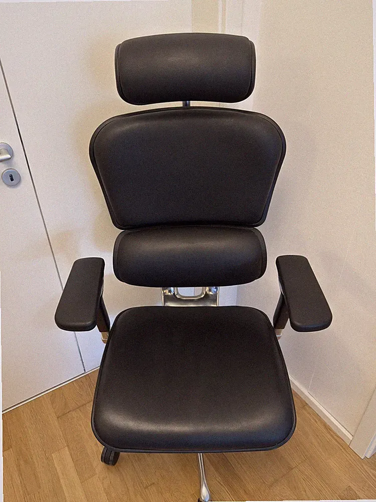 hjh ERGOHUMAN Plus - Leder - Luxus Chefsessel Schwarz, ergonomischer Bürostuhl