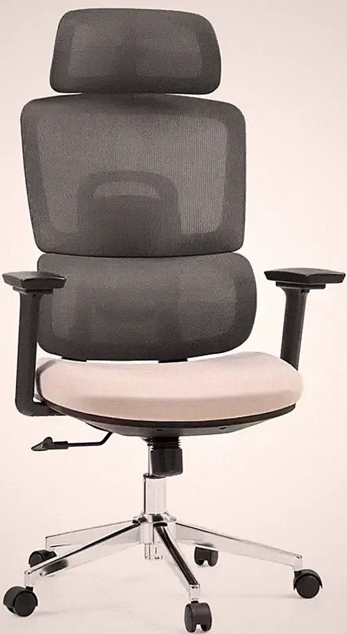 hjh OFFICE Bürostuhl Drehstuhl Ergomy Pro Dunkelgrau Beige Höhenverstellbar