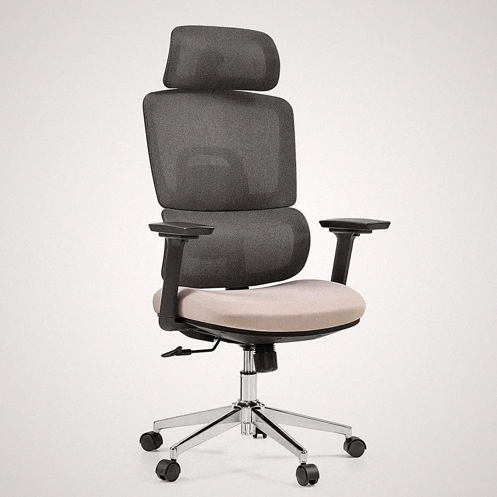 hjh OFFICE Bürostuhl Drehstuhl Stuhl Ergomy Pro Stoff Armlehnen Dunkelgrau Beige