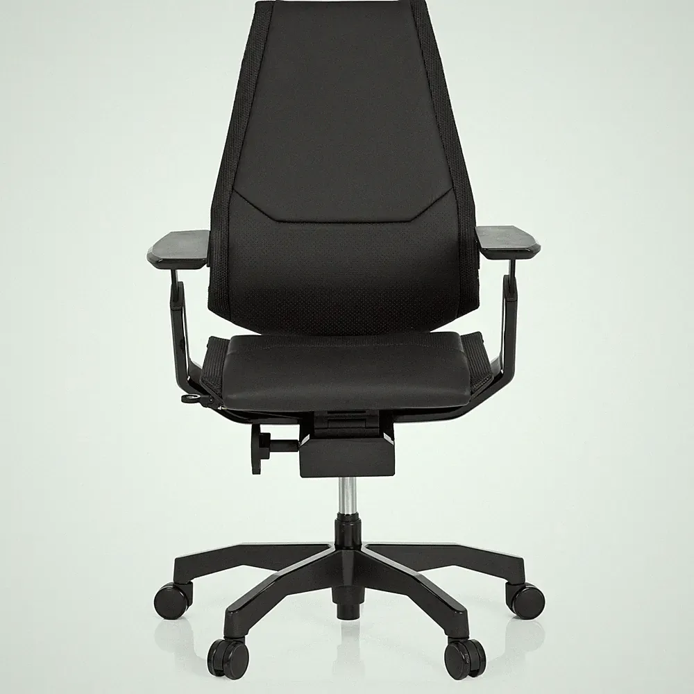 hjh OFFICE Bürostuhl Drehstuhl Stuhl GENIDIA BLACK Leder schwarz Lordosenstüt298