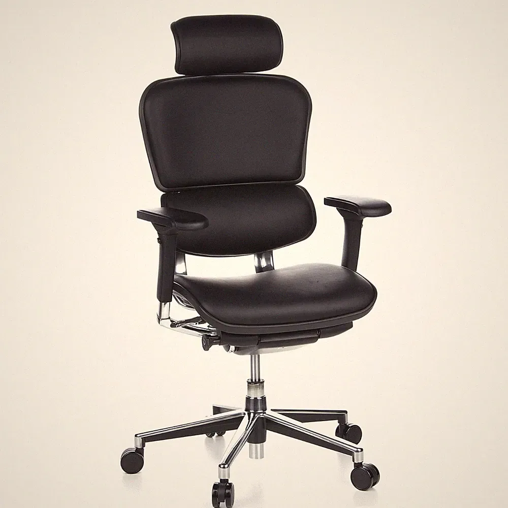 hjh OFFICE ERGOHUMAN Leder - Luxus Chefsessel Schwarz, ergonomischer Bürostuhl