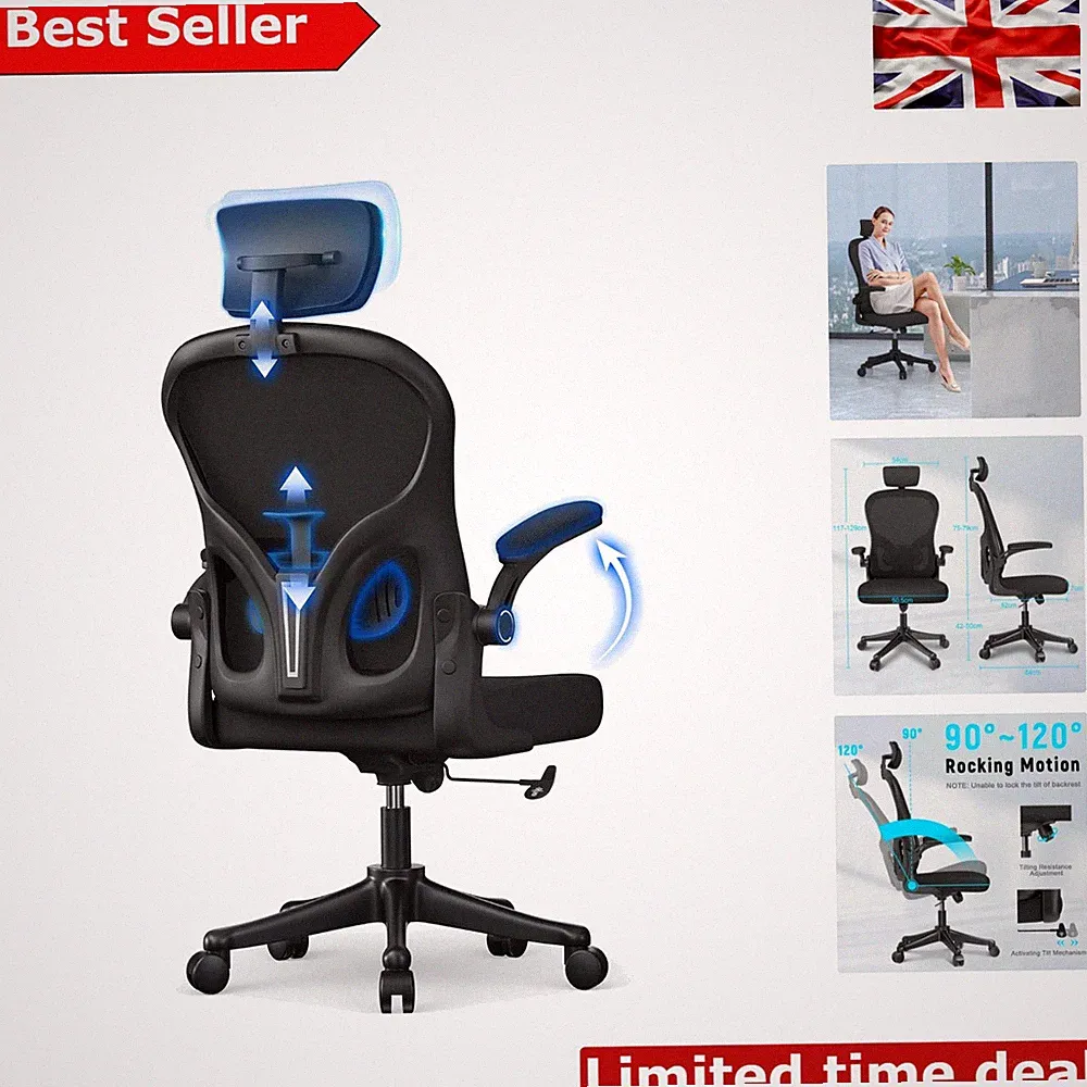 Hochlehner Chefsessel Drehstuhl für Zuhause & Büro - Ergonomischer Komfort in Schwarz