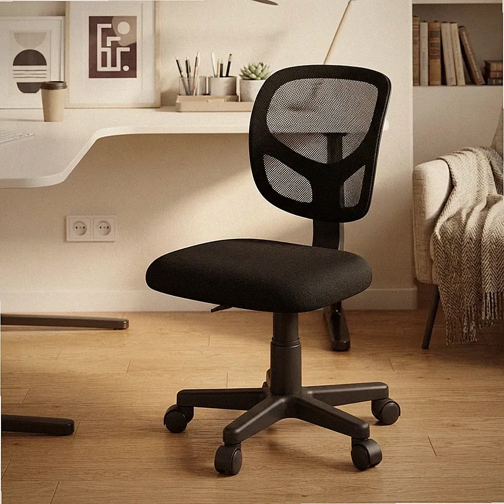 Höhenverstellbarer armloser Netzstuhl - perfekt für Home Office und Gaming