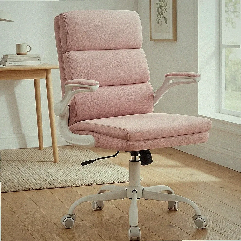 Höhenverstellbarer Chefsessel Schreibtischstuhl mit 360° Drehbarkeit, rosa ergonomisches Design
