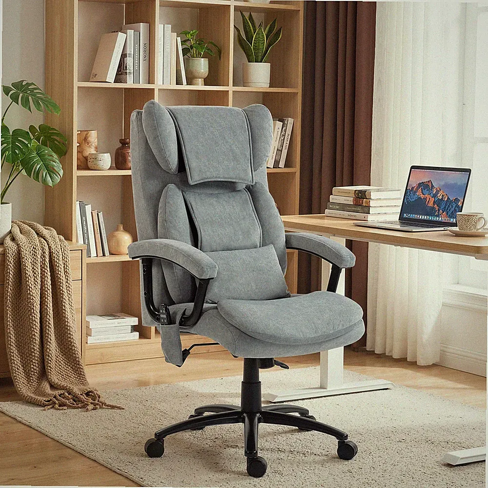 HOMCOM Bürostuhl Ergonomisch mit Massage& Wippfunktion, Lendenstütze Refurbished
