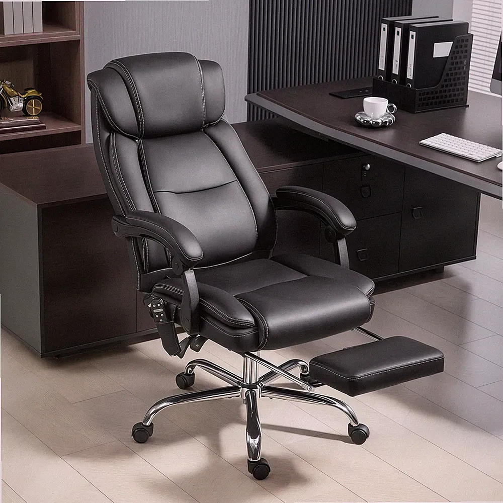 HOMCOM Bürostuhl Ergonomisch mit Massagefunktion Schreibtischstuhl mit Fußstütze
