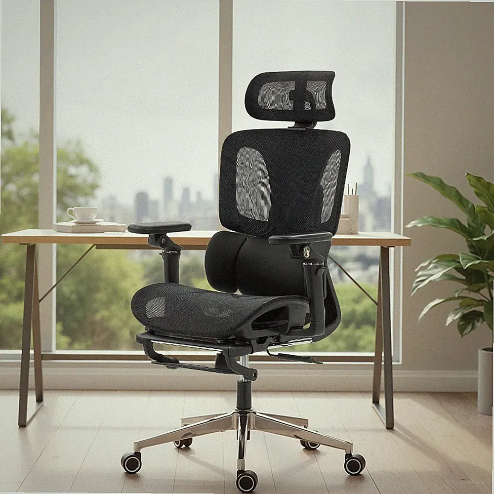 HOMCOM Bürostuhl Ergonomisch Schreibtischstuhl mit verstellbar 6D-Klapparmlehnen