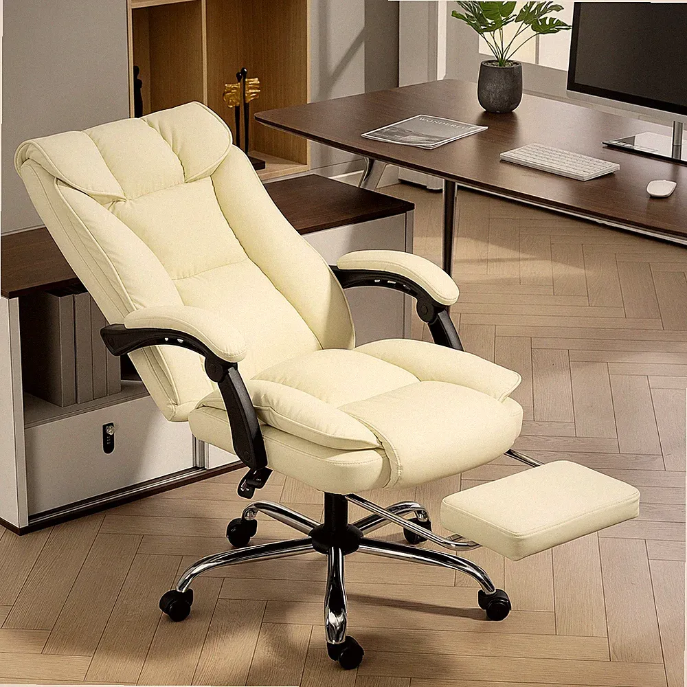 HOMCOM Bürostuhl Ergonomisch Schreibtischstuhl mit Verstellbar Rückenlehne Beige