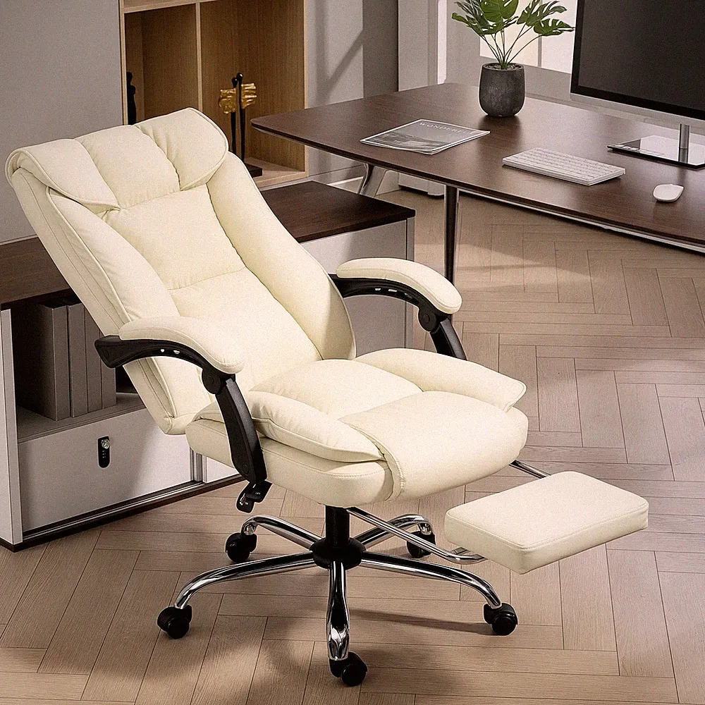 HOMCOM Bürostuhl Ergonomisch Schreibtischstuhl mit Verstellbar Rückenlehne Beige